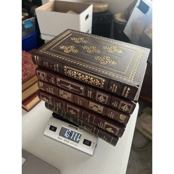 Lot Of 5 Franklin Library Full Leather Books Vintage Decor Collectible Hardcover - Picture 4 of 5